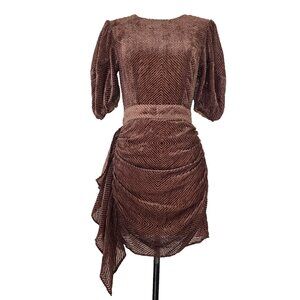 NWOT RHODE PIA SHIRRED MINI DRESS IN BROWN VELVET BURNOUT  SIZE S